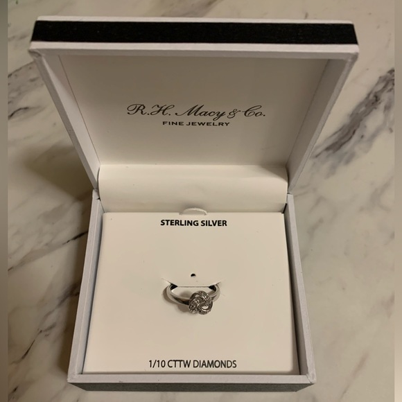 Diamond Love Knot Ring in Sterling Silver - Picture 1 of 4